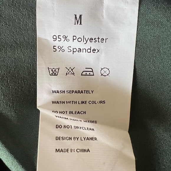 Collar Button Down Puff Long Sleeve Bodysuit Green Size M - Picture 7 of 12